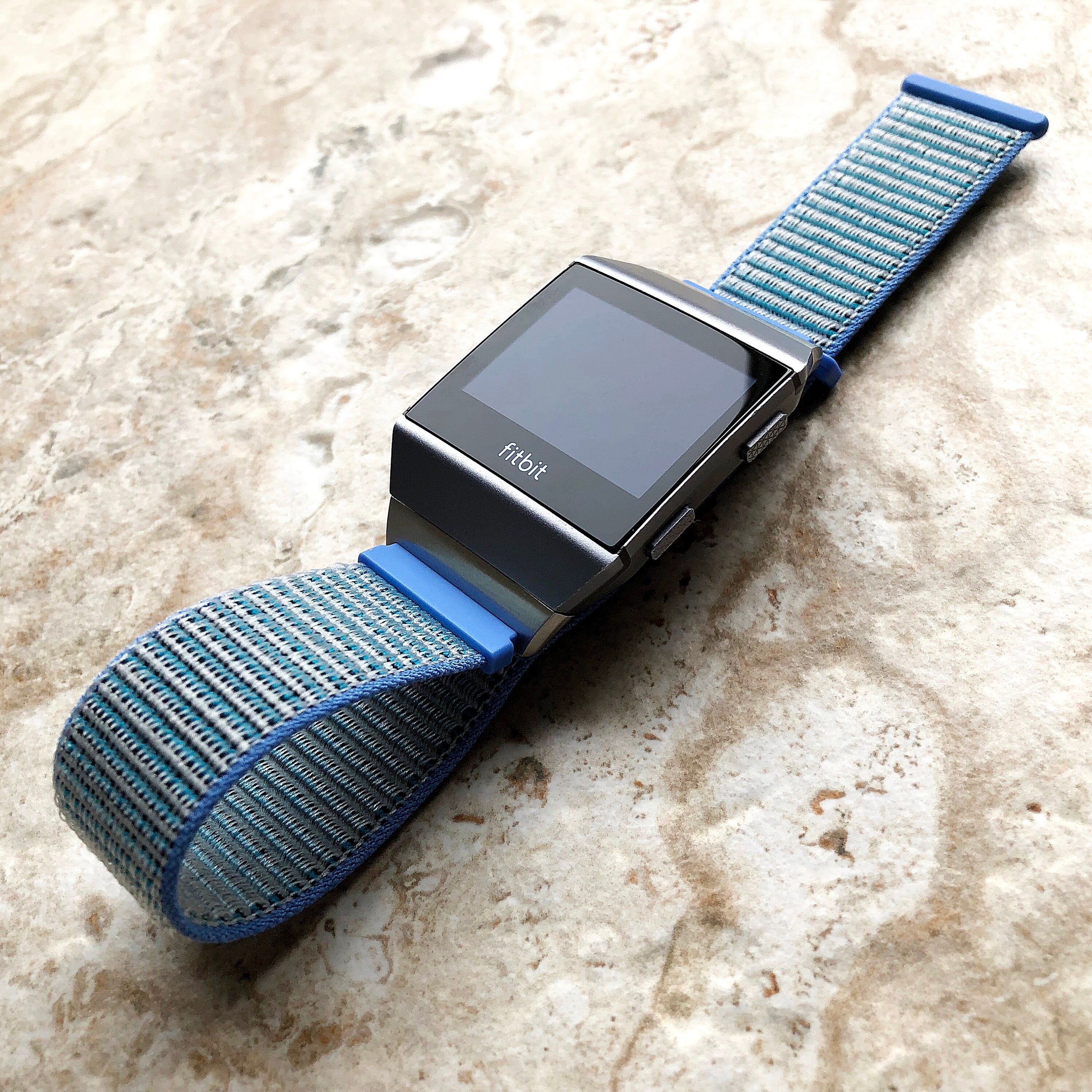 Fitbit Ionic Light Blue Sports Loop n Hook Band Strap for Watch Band Strap Adjustable with Quick Release Adapters Silver Rose Gold Black